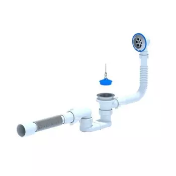 Сифон Ани Пласт для ванны с вып/пер плоский с трубой 40/50 Е055