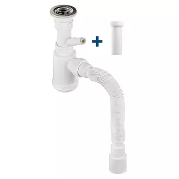 Сифон для кухни MasterProf 1.1/2"х40, выпуск с нержавеющей решеткой, с гофротрубой 40х40/50