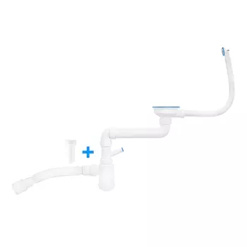 Сифон для кухни MasterProf, 2 в 13.1/2"х40,со смещ.(нерж.чашей,2 перел.,с/без отвода для стир.маш.) с г.т. 40х40/50