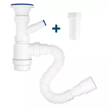 Сифон для умывальника MasterProf 1 1/2х40 выпуск с нержавеющей решеткой, с гофротрубой 40х40/50