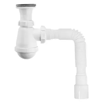 Сифон для умывальника MasterProf 1.1/2"х40, литой выпуск с нержавеющей решеткой, с гофротрубой 40х40/50