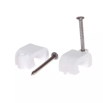 Скоба для крепления прямоугольного кабеля Starfix SMZ2-85228-30, 12 мм, белая, с гвоздем, 30 шт. в зип-локе