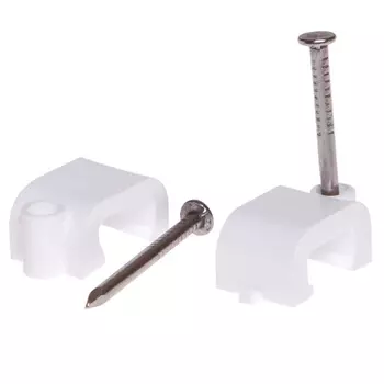 Скоба для крепления прямоугольного кабеля Starfix SMZ2-85220-50, 4 мм, белая, с гвоздем, 50 шт. в зип-локе