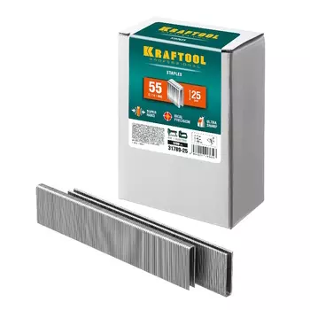 Скобы для степлера Kraftool 31789-25, узкие, тип 55, 5000 шт.