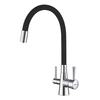 Смеситель для кухни Lemark Comfort LM3075C, хром черный