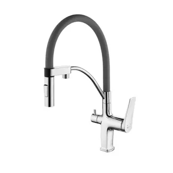 Смеситель для кухни шланговый Lemark Comfort LM3074C-Gray с фильтром для питьевой воды