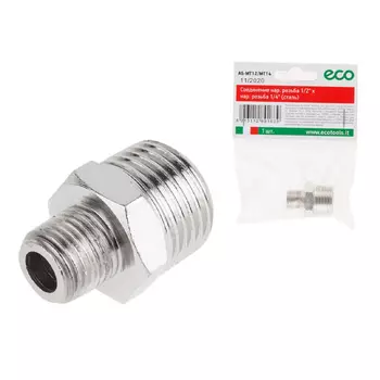 Соединение Eco AS-MT12/MT14 нар. резьба 1/2" х нар. резьба 1/4" (сталь)