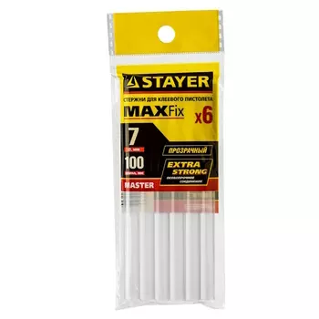 Стержни Stayer "MASTER" 2-06817-T-S06 для клеевых (термоклеящих) пистолетов, прозрачные, 7х100мм, 6шт