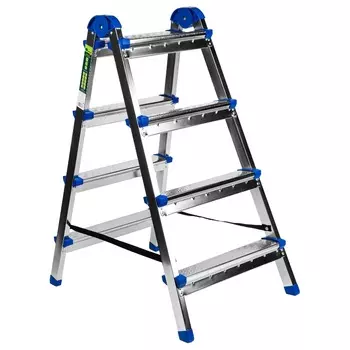 Стремянка двухсторонняя Сибртех 97984 (4 стальные ступени)