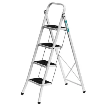 Стремянка Сибин 38807-04, стальная c широкими обрезиненными ступенями 4 ступени, 95 см