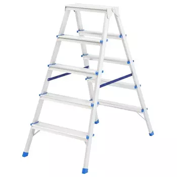 Стремянка Сибртех 97925, двусторонняя 5 ступеней, алюминиевая