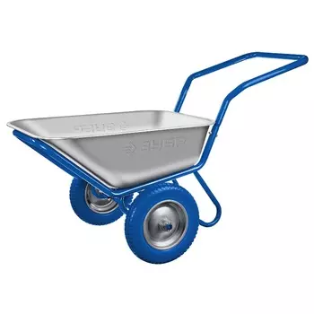 Строительная тачка Зубр ПТ-500 39914, 110 л, 260 кг, П-образная ручка, двухколесная