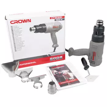 Строительный фен Crown CT19022K (мощность 1800 вт, температура 550°C, расход воздуха 250-500 л/мин)