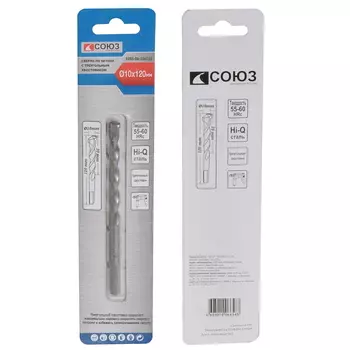 Сверло по бетону Союз 1055-08-10x120, 10x120, твердосплавная напайка BK8, треугольный хвостовик