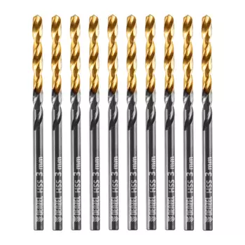 Сверло по металлу Denzel 717205, 3 мм, HSS-Tin, Golden Tip, 10 шт.