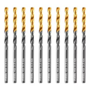 Сверло по металлу Denzel 717207, 3,5 мм, HSS-Tin, Golden Tip, 10 шт.