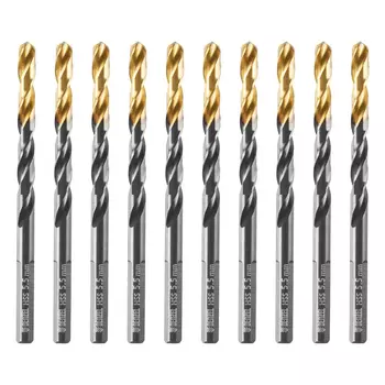 Сверло по металлу Denzel 717214, 5,5 мм, HSS-Tin, Golden Tip, 10 шт.