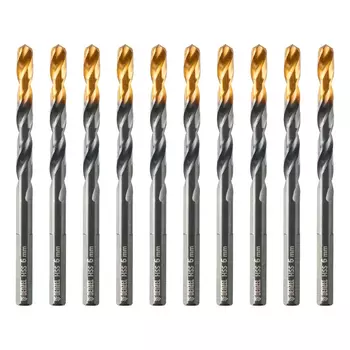 Сверло по металлу Denzel 717215, 6 мм, HSS-Tin, Golden Tip, 10 шт.