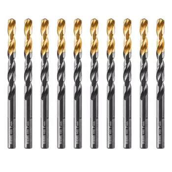 Сверло по металлу Denzel 717217, 7 мм, HSS-Tin, Golden Tip, 10 шт.