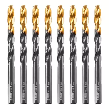 Сверло по металлу Denzel 717221, 9 мм, HSS-Tin, Golden Tip, 8 шт.