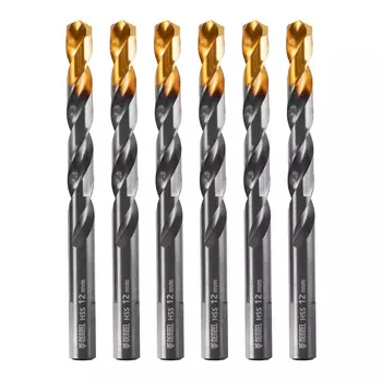 Сверло по металлу Denzel 717224, 12 мм, HSS-Tin, Golden Tip, 6 шт.