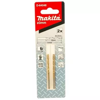 Сверло по металлу Makita D-64048 HSS-TiN Economy 3х33x61 мм, 2 шт.
