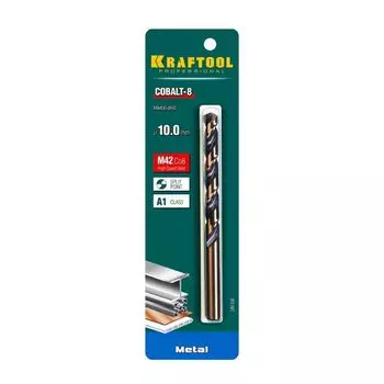 Сверло по металлу Kraftool 29656-10, COBALT, HSS-Co (8%), сталь М42 (S2-10-1-8), 10х133 мм