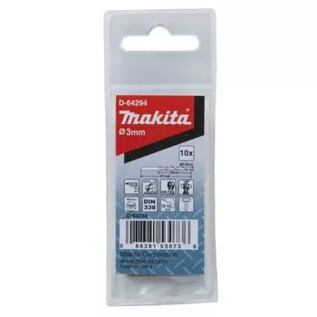 Сверло по металлу Makita D-64294 HSS-TiN Economy 3x33x61 мм, 10 шт.