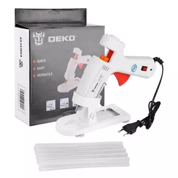 Термопистолет клеевой Deko DKGG100 SET4 063-4971 (100Вт, с подставкой + набор клеевых стержней 11 мм, 10 шт.)