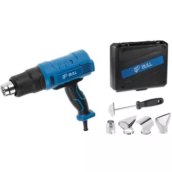 Термовоздуходувка Bull HG 5501 16031326, в чемодане + набор сопл 1800 Вт, 3 скорости, 50-550 °С, ступенчатая регулировка