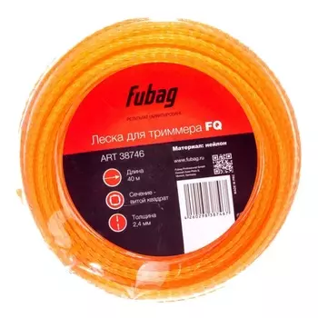 Триммерная леска Fubag FQ 38746, сечение витой квадрат, 40 м х 2.4 мм