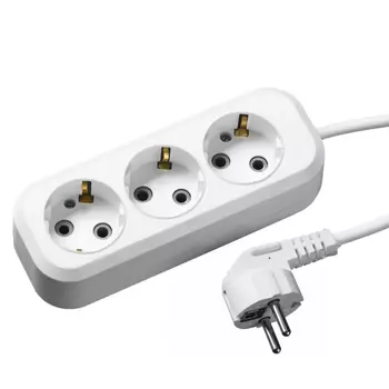 Удлинитель электрический Сибин 55034-3, ПВС сечение 0,75кв мм, 3 гнезда, макс мощн 2200Вт, 3м, заземление