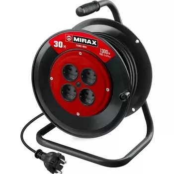 Удлинитель на катушке Mirax ПВС 55052-30, 2 х 0.75 мм2, 30 м, 1300 Вт