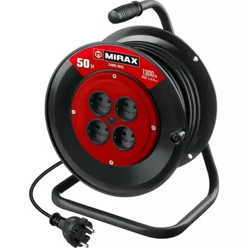 Удлинитель на катушке Mirax ПВС 55052-50, 2 х 0.75 мм2, 50 м, 1300 Вт