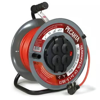 Удлинитель силовой на металлической катушке Ресанта СУ-3х1,5-30/3 61/118/7