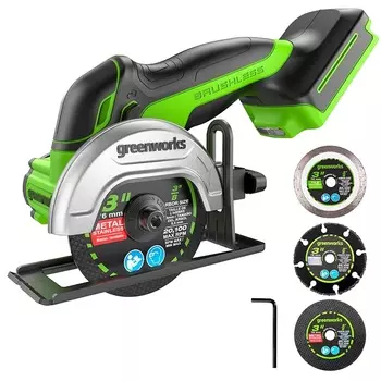 Углошлифовальная машина аккумуляторная Greenworks GD24UCS 3402007 (24V, бесщеточная, 76 мм, без АКБ и ЗУ)