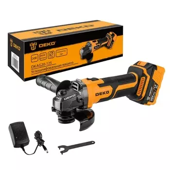 УШМ Deko DKAG20-125 063-2150 (крепление 22.2 мм, 1 акк в наборе, напряжение 20v)