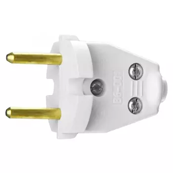 Вилка электрическая Сибин 55152-W, разборная, 6А/220В, белая