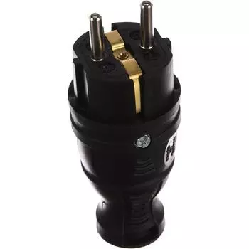 Вилка прямая Эра V8-B-IP44 (каучуковая, с заземлением, 16 A, IP44, черная) Б0044540