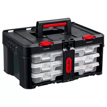 Ящик пластиковый Keter STACKNROLL 38406, с 3 органайзерами и 18 ячейками 481 х 332 х 233 мм, 19"
