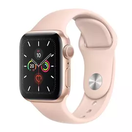 Apple Watch Series 5 GPS, 44mm, корпус из алюминия золотого цвета, спортивный ремешок цвета «розовый песок»