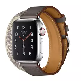 Apple Watch Series 5 GPS + Cellular, 40mm, корпус из стали, ремешок Hermès Double Tour из кожи Swift цвета Étain/Béton
