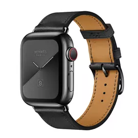 Apple Watch Series 5 GPS + Cellular, 40mm, корпус из стали цвета «черный космос», ремешок Hermès Single Tour из кожи Swift цвета Noir