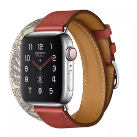 Apple Watch Series 5 GPS + Cellular, 40mm, корпус из стали, ремешок Hermès Double Tour из кожи Swift цвета Brique/Béton