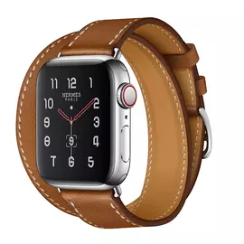 Apple Watch Series 5 GPS + Cellular, 40mm, корпус из стали, ремешок Hermès Double Tour из кожи Barénia цвета Fauve