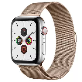 Apple Watch Series 5 GPS + Cellular, 44mm, корпус из стали, золотой миланский сетчатый браслет