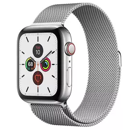 Apple Watch Series 5 GPS + Cellular, 44mm, корпус из стали, серебристый миланский сетчатый браслет