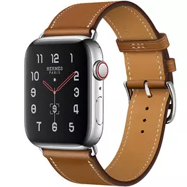 Apple Watch Series 5 GPS + Cellular, 44mm, корпус из стали, ремешок Hermès Single Tour из кожи Swift цвета Fauve
