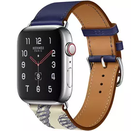Apple Watch Series 5 GPS + Cellular, 44mm, корпус из стали, ремешок Hermès Single Tour из кожи Swift цвета Encre/Béton