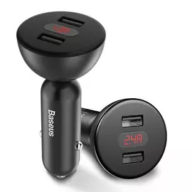 Автомобильное ЗУ с шарнирным блоком Baseus Shake-Head Digital Display Dual-USB Car Charger